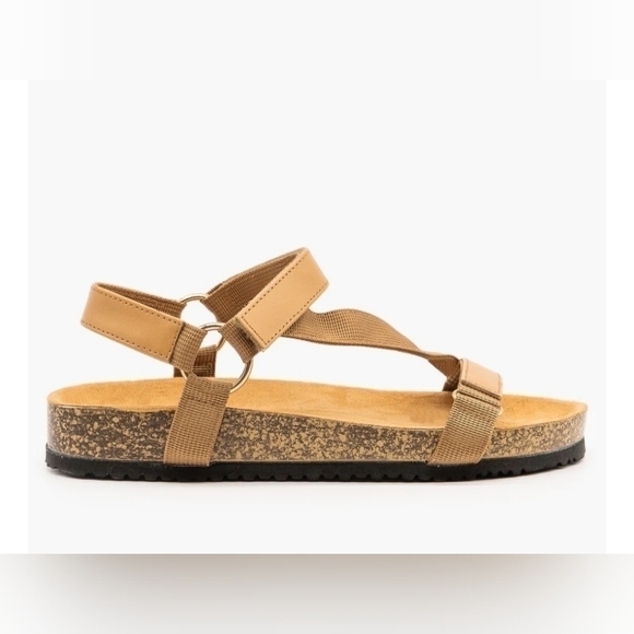 Qupid Shoes - QUPID tan strap sandals in great condition.  Cork bed. Size is 6.5.